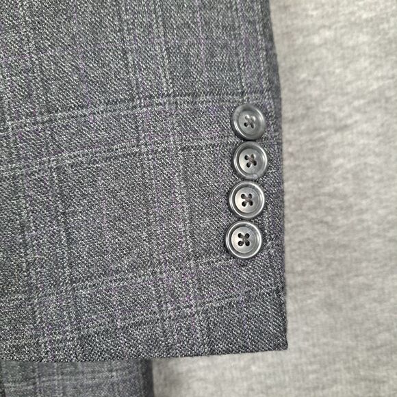 42R Jos A Bank Traveler Gray Plaid Windowpane Wool Sport Coat Blazer Jacket - Picture 5 of 16